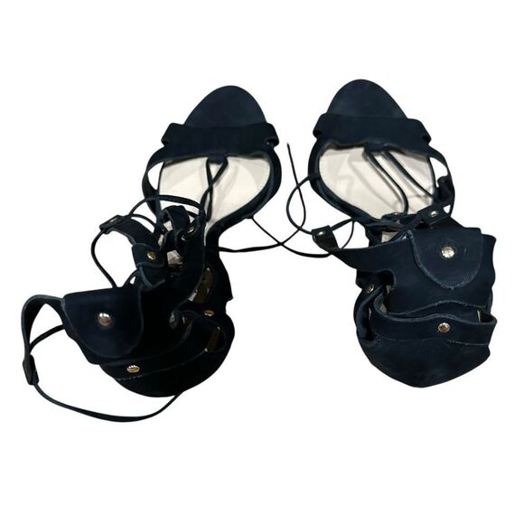 Vince Camuto Claran Black Suede Leather Stiletto Lace Up Heels - Picture 8 of 12